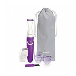 Philips Depiladora Perfiladora Essential BikiniGenie Morado Lavable, Cabezal de Corte Preciso, Incluye Peines-Guía y Funda