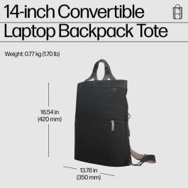 HP Mochila Convertible para Portátil de 14 Pulgadas, Negro, Resistente al Agua