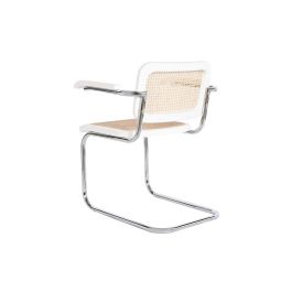 Silla con Reposabrazos DKD Home Decor Blanco Plateado Natural Ratán Madera de olmo 65,5 x 62 x 79 cm