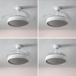 Ventilador de Techo con Luz LED y 4 Aspas Retráctiles Keteez InnovaGoods Blanco 72 W Ø49-104 cm