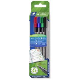 STAEDTLER 334 RC4 Fineliner triplus Set 4 Colores Negro, Azul, Verde, Rojo, Punta Fina 0.3mm, Tinta Base Agua, Lavable Precio: 17.69000035. SKU: B1387H5BHE