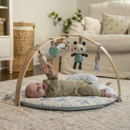 Ingenuity ING17412 - Alfombra de Juego Plegable de Elefante con Cojín Reversible, Arco de Madera y Juguetes Sensoriales para Bebés