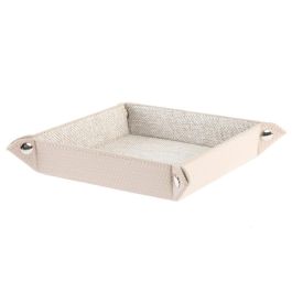 DKD Home Decor Bandeja Vaciabolsillos, Estilo Romántico, Color Lila, 20 x 4 x 20 cm, Material PU, Colección Algodón de Azúcar