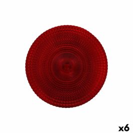 Plato Llano Alfares Alfares Rojo Vidrio Ø 31 cm (6 Unidades)