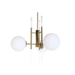 DKD Home Decor Lámpara Techo Moderno Dorado Blanco Metal Cristal 64 x 64 x 64 cm