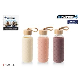 Botella de agua Prx 400 ml vidrio/silicona - Bewin por Inde (24 Unidades) Precio: 66.59000018. SKU: B15N222NMT