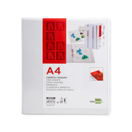 Liderpapel Carpeta Canguro 2 Anillas Mixtas 55mm A4 Plástico Blanco