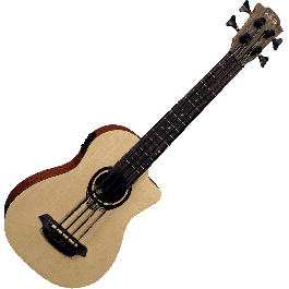 Lag Ukelele Tiki Uku Mini Bass Cutaway Electroacústico Acabado Satinado Poros Abiertos con Funda