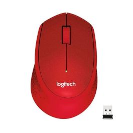 Logitech M330 Silent Plus Ratón Óptico Wireless Silencioso, Compacto y Ergonómico, Color Rojo