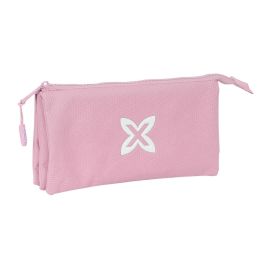 Safta Portatodo Triple Munich Básicos Rosa, Estuche Escolar con 3 Compartimentos, 22x12x3 cm