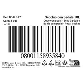Inde Cubo de Pedal Ecoponto 18L con Tapa Blanca (5 Unidades)