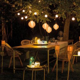 Lumineo Farolillo Solar Blanco Ø 20 cm, Luz Blanca Cálida, Encendido Automático, Batería Reemplazable