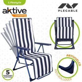 Tumbona Aktive Blanco Azul marino Reclinable A rayas 147 x 70 x 48 cm (2 Unidades) Tumbona Aktive Blanco Azul marino Reclinable A rayas 147 x 70 x 48 cm (2 Unidades)