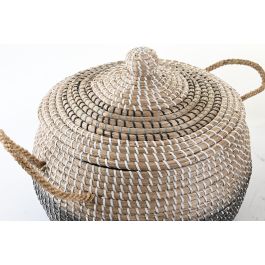 DKD Home Decor Cesta Balines Natural Bicolor Seagrass Set de 2 41 x 41 x 33 cm