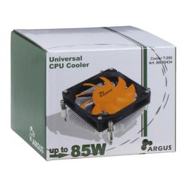 Dynatron Argus T-200 Enfriador de Procesador CPU - Compatible Intel LGA 1150/1151/1155/1156/1200/1366 - Ventilador 80mm PWM, Flujo de Aire 30.58 m³/h, TDP 85W - Negro y Naranja
