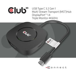 Club3D MST-Hub USB 3.2 Tipo C a 3x DisplayPort 1.4 Triple Monitor Negro - Hub USB-C Multipuerto para 3 Monitores