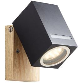 Brilliant GALENI Aplique de exterior negro/color natural, metal/vidrio, GU10 1x20W IP44 Brilliant GALENI Aplique de exterior negro/color natural, metal/vidrio, GU10 1x20W IP44
