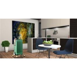 Ariete 838/14 Radiador de Aceite de 9 Elementos, Vintage Verde, Calefactor Eléctrico Estilo Años 50, 3 Niveles de Potencia, Ruedas 360º