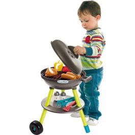 Ecoiffier 4668 Barbacoa de carbón de juguete gris con accesorios, alimentos y utensilios para niños +18 meses