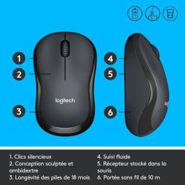 Logitech Ratón M220 Inalámbrico 1000Dpi Ambidiestro Negro