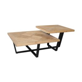 Mesa de Centro Home ESPRIT Negro Natural Metal Madera de abeto 118 x 78 x 45 cm