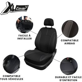 XLCOVER Funda para Asiento de Coche Universal Negra Compatible con Airbag 3 Piezas