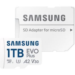 Samsung Tarjeta de Memoria EVO Plus 1TB microSDXC con Adaptador, Clase 10 U3 V30 A2, 160MB/s Lectura - MB-MC1T0SA/EU