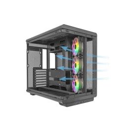 Mars Gaming MCREV Caja ATX Semitorre Gaming con Cristal Templado y ARGB, Compatible con Placas ATX, Micro-ATX y Mini-ITX, Diseño Panorámico y Refrigeración Avanzada