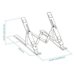 TooQ TQLRS0033-AL Soporte Elevador Plegable para Portátiles 11-15", Tablets y Móviles, 7 Niveles de Altura, Ventilación, Antideslizante Plata