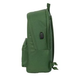 Safta Mochila Doble Portátil 15,6" con USB, Real Madrid Chica Caqui, 31x44x18 cm