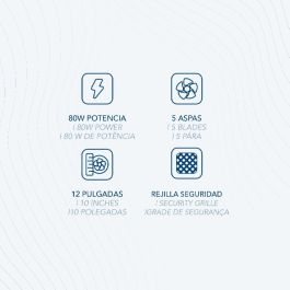 Daewoo Ventilador de Alta Velocidad de 10 Pulgadas (25 cm) 80W con Base Redonda