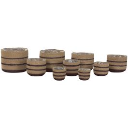 DKD Home Decor Macetero Set de 9 Natural Marron Oscuro 35 x 29 x 35 cm Seagrass
