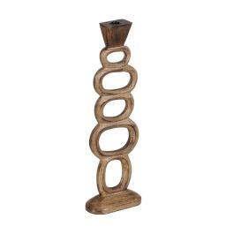 S/3 Candelabro Natural Madera de Mango 17 X 7 X 50 cm