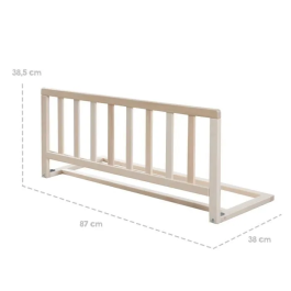 Roba Barandilla de Cama 90 cm ROB1697467687029 - Protección Anticaída Segura para Bebés y Niños de 18 Meses a 5 Años - Fácil Montaje - Madera Natural