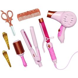 JAKKS PACIFIC Set Tocador de Viaje Princesas Disney con Espejo, Alisador, Rizador y Secador de Pelo de Juguete