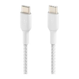 Belkin CAB004BT1MWH Cable Trenzado USB-C a USB-C 1m Blanco, Carga Rápida y Transferencia de Datos