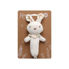 KioKids Sonajero Peluche Conejo 18 cm Suave y Blandito para Bebés 0 Meses+ Juguete de Estimulación Sensorial y Coordinación Ojo-Mano Blanco
