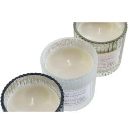 Vela DKD Home Decor Blanco Dorado Plateado 8,8 x 8,8 x 9 cm (3 Unidades)