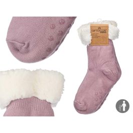 Calcetin Sherpa Adulto Lila Claro Giftdecor 21X39CM (12 Unidades) Precio: 62.79000002. SKU: B16PGF95WR