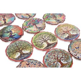 DKD Home Decor Posavasos Indio de Dolomita y Corcho Multicolor 10.8 x 10.8 x 0.7 cm (72 Unidades)