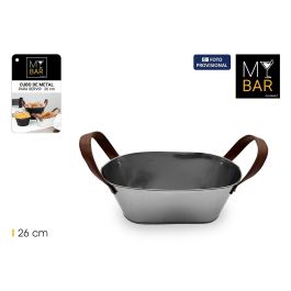 Inde Cubo Metal Rectangular con Asas de Piel Gris 26 cm (12 Unidades) Precio: 22.49999961. SKU: B12RNERWNG