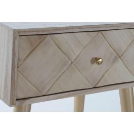 DKD Home Decor Mesita Auxiliar Rombo Moderno Pino y Metal Marron Claro Dorado 45 x 34 x 67 cm