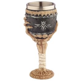 PUCKATOR Copa Mano de Calavera decorativa 19x7cm de Resina y Metal
