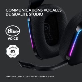 Logitech G G733 Auricular Gaming Inalámbrico con Micrófono Desmontable Blue VO!CE, RGB LIGHTSYNC, 29h Batería, para PC y Consola - Negro