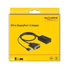 DeLOCK Adaptador DVI Macho a DisplayPort 1.2 Hembra Negro, 4K HDR, 3840x2160, Cable 50 cm, HDCP 1.4, Plug and Play, STDP2600