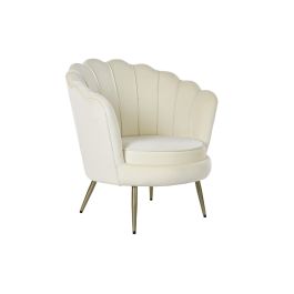 DKD Home Decor Sillón Individual Glam Layn Blue Crema Poliéster Metal 80x75x86 cm Altura Asiento 41cm Desmontable