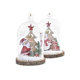 DKD Home Decor Decoración Colgante para Árbol de Navidad Tradicional Cristal MDF Natural Rojo 8x12x8 cm (6 Unidades) Surtido Aleatorio