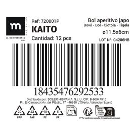 Bol Aperitivo Japonés Ø11.5x6 cm Surtido 6 Decoraciones Kaito - Inde (36 Unidades) Bol Aperitivo Japonés Ø11.5x6 cm Surtido 6 Decoraciones Kaito - Inde (36 Unidades)