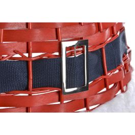 DKD Home Decor Base Árbol Navidad Tradicional Rojo Mimbre y Madera 45 x 45 x 22 cm (2 Unidades)