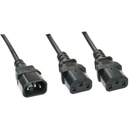 Lindy Cable Divisor de Corriente IEC C14 a 2x C13 1m para PC, Impresoras, Monitores, Audio y Amplificadores